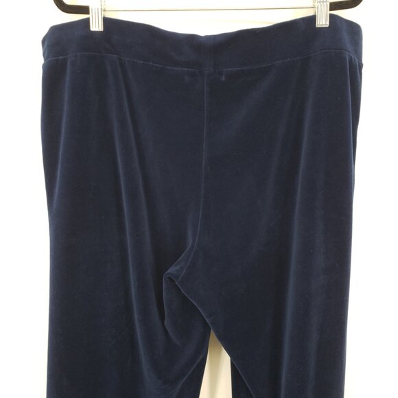 Ralph Lauren Velour Velvet Wide Leg Pull On Pants XL Womens Lounge Navy Blue - Picture 6 of 7